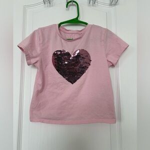 H&M Girls Pink Reversible Sequin Heart Tee